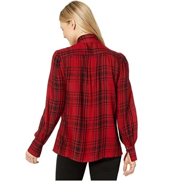 Lauren Ralph Lauren Red Klaryce Plaid Button-Down Blouse Size L NWT - Picture 2 of 16